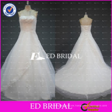 ED nupcial verdadera muestra vestido de bola sin tirantes con cuentas Appliqued Tulel baratos vestidos de novia